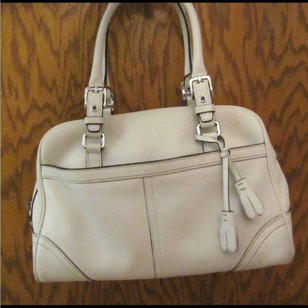 Gently Used Cream Coach Purse Satchel